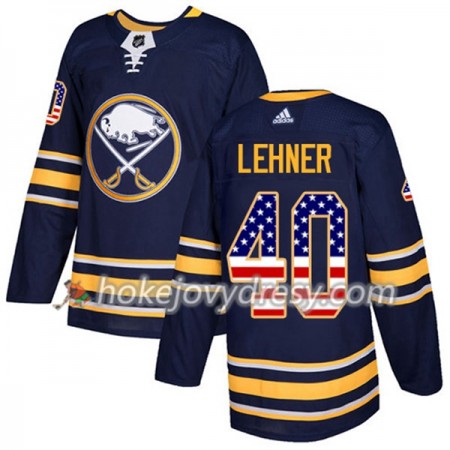 Pánské Hokejový Dres Buffalo Sabres Robin Lehner 40 2017-2018 USA Flag Fashion Modrá Adidas Authentic